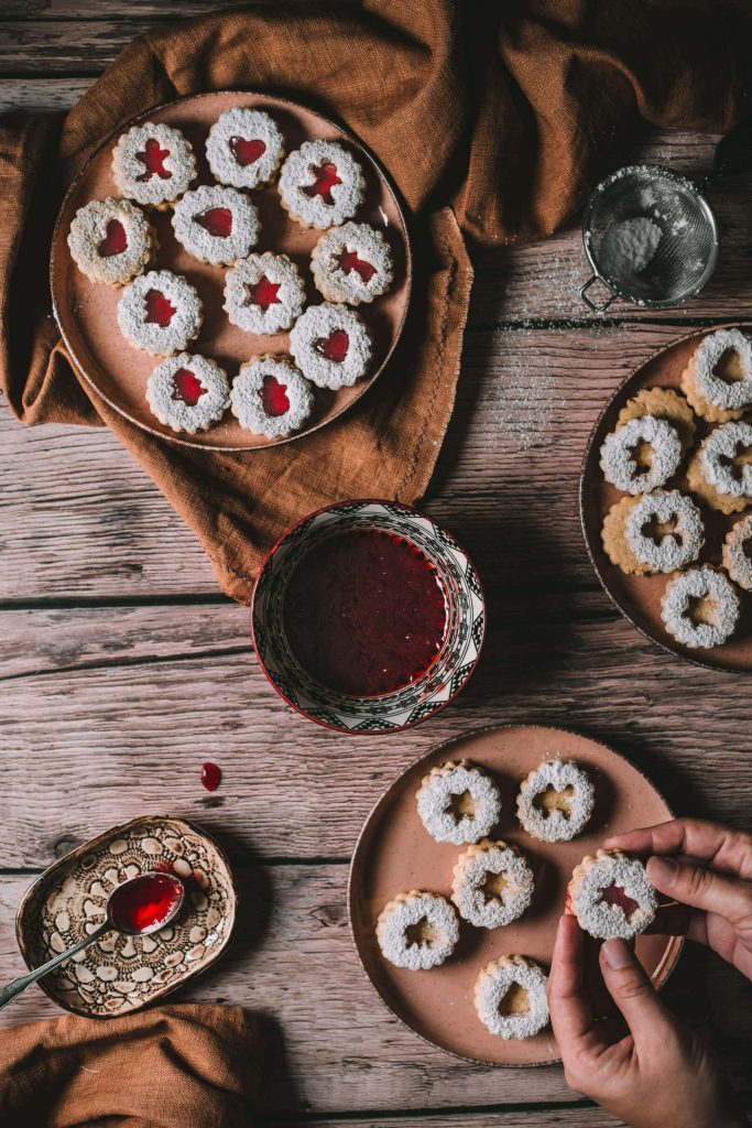 linzer biscuits food photography