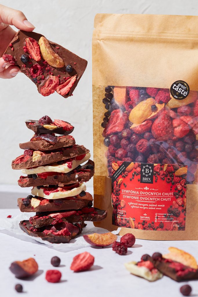 Homemade chocolate with freeze dried fruit - food photographer