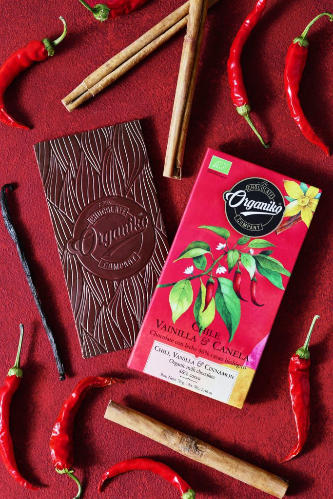 Organiko Chocolate with Chili, Vanilla and Cinnamon - gastronomic photography Madrid