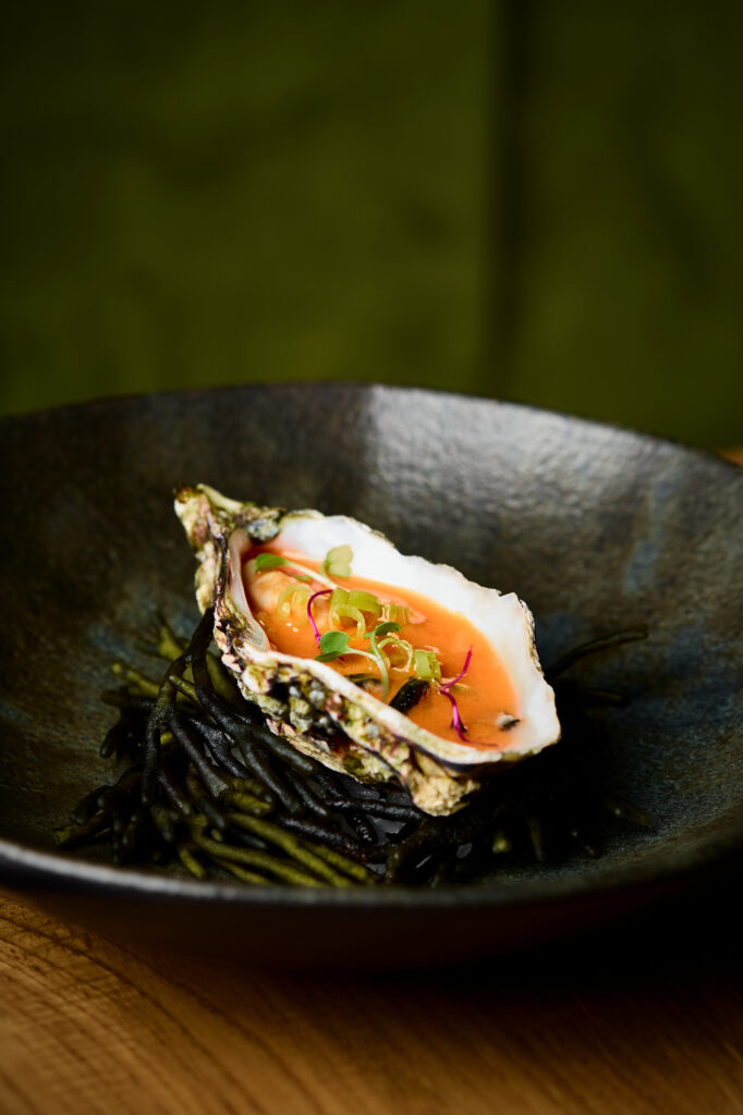 Oysters with carrot sauce - food photography Madrid